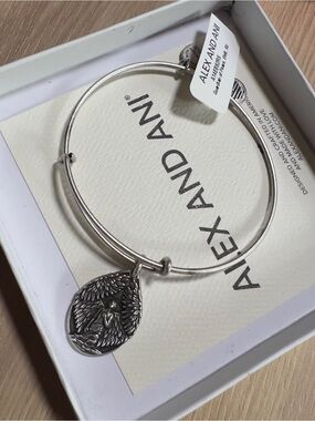 Alex and Ani Guardian of Peace Angel Charm Bangle Silver Adjustable Bracelet NWT